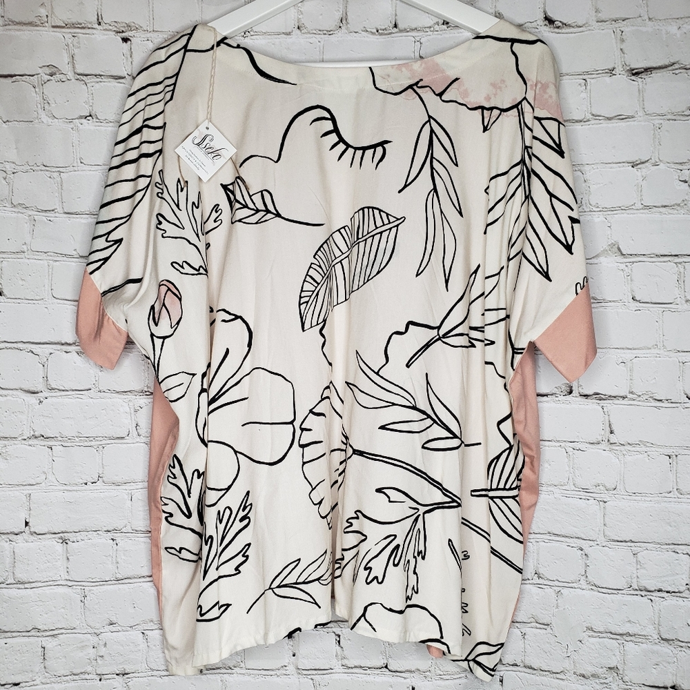 Sseko Split Seam Blouse in Secret Garden & Blush